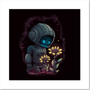 yellow flowers and robots Posters and Art